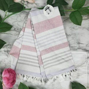 Yarn Dyed 100% Cotton Striped Hand Towels Kitchen Dishcloth Tassels 14x24